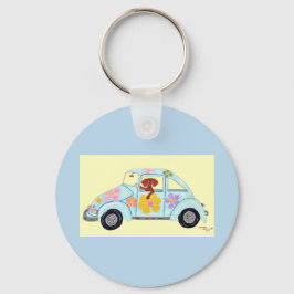 Chaveiro Dachshund em carro Hippie