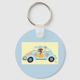 Chaveiro Dachshund em carro Hippie