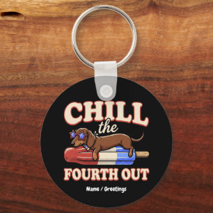 Chaveiro Dachshund Engraçado 4 de Julho Esfrie o Quarto