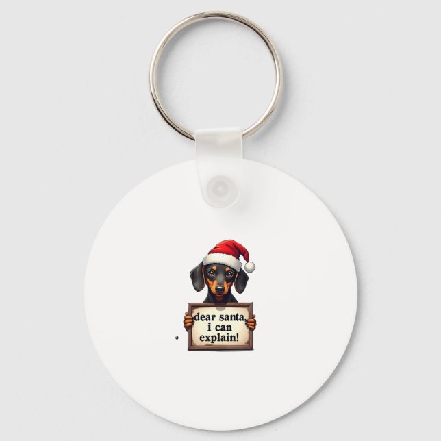 Chaveiro Dachshund Engraçado Natal Querido Papai Noel Posso (Frente)