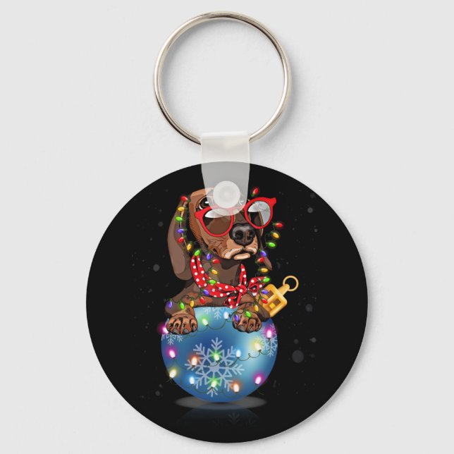 Chaveiro Dachshund Papais noeis Presente de Natal (Frente)