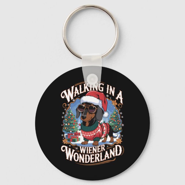 Chaveiro Dachshund Santa Hat O Cachorro De Natal (Frente)