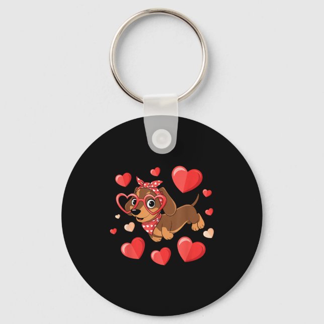 Chaveiro Dachshund Valentines Day Wiener Dog Lover Weenie H (Frente)