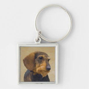 Chaveiro Dachshund (Wirehaired): Pintura original de cães