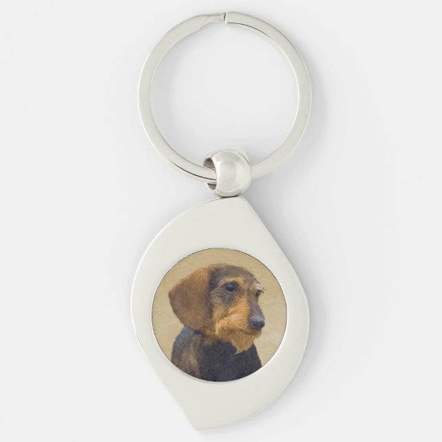 Chaveiro Dachshund (Wirehaired) Pintura Original para Cacho (Frente)