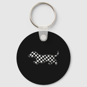 Chaveiro Dachshund Xadrez Cachorro Retro Corrida Cachorro V
