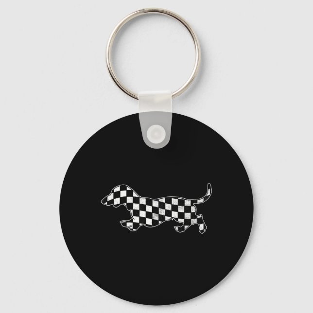 Chaveiro Dachshund Xadrez Cachorro Retro Corrida Cachorro V (Frente)