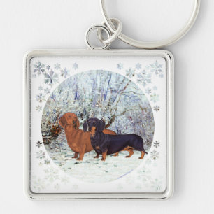 Chaveiro Dachshunds na Neve