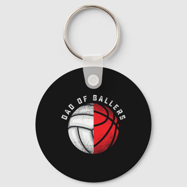 Chaveiro Dad Ballers Funny Volleyball Basketball Gift Son D (Frente)