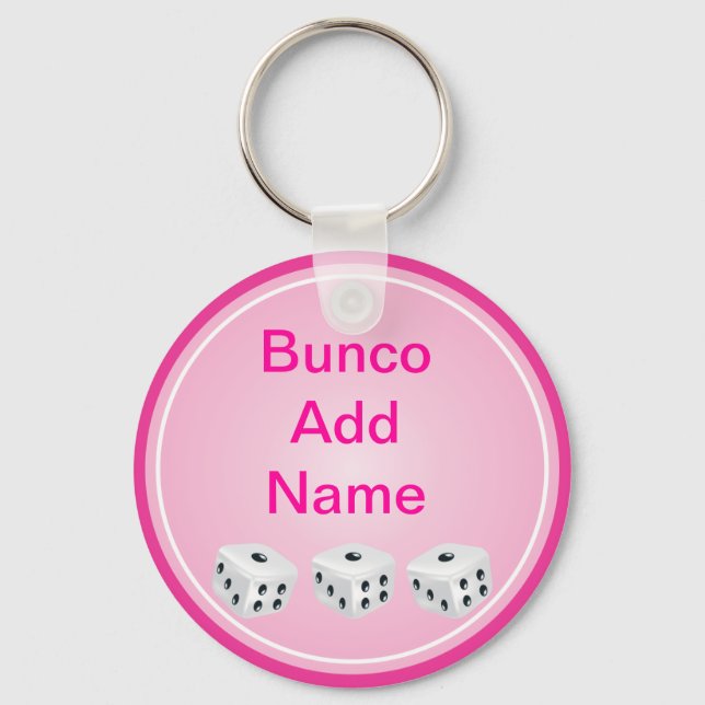 Chaveiro dados com círculo cor-de-rosa personalizável (Frente)