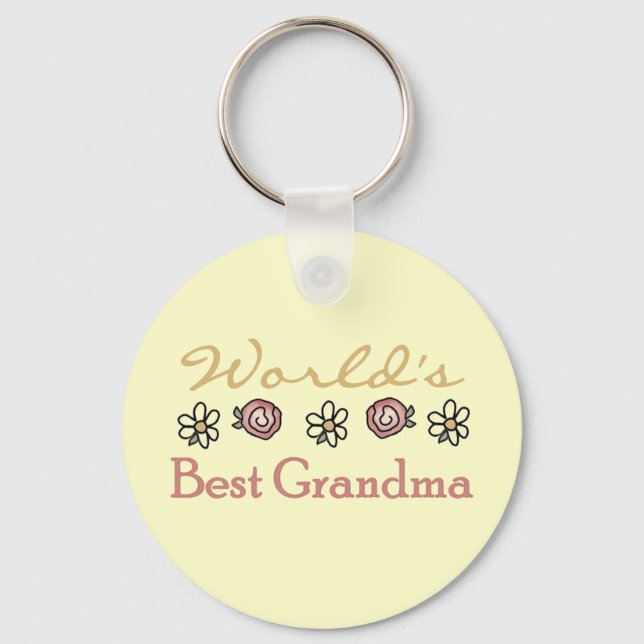 Chaveiro Daisies e Rosas World Best Grandma (Frente)