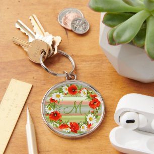 Chaveiro Daisies Personalizados Poppies Monograma Flower Wr