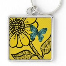 Daisy Butterfly Tropical Keyring
