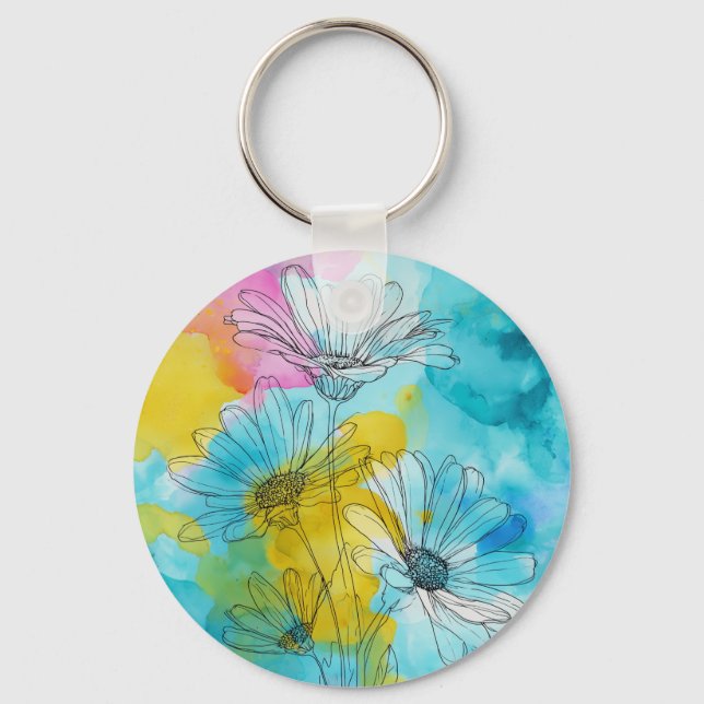 Chaveiro Daisy Flower Aluminium Circle Gift (Frente)