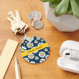 Chaveiro Daisy Pattern, White Daisies, Seu Nome