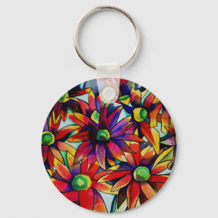 Chaveiro Daisy Straw, flores silvestres multicoloridas
