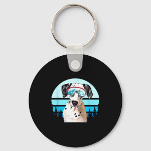 Chaveiro Dalmatian esquiando montanha de inverno amante de