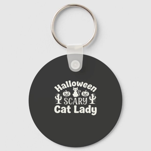 Chaveiro Dama de Gato Assustador de Halloween_1 (Frente)