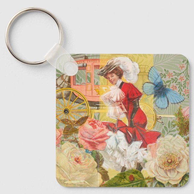 Chaveiro Dama Vitoriana Mulher Elegante Rica Ilustração Ver (Frente)