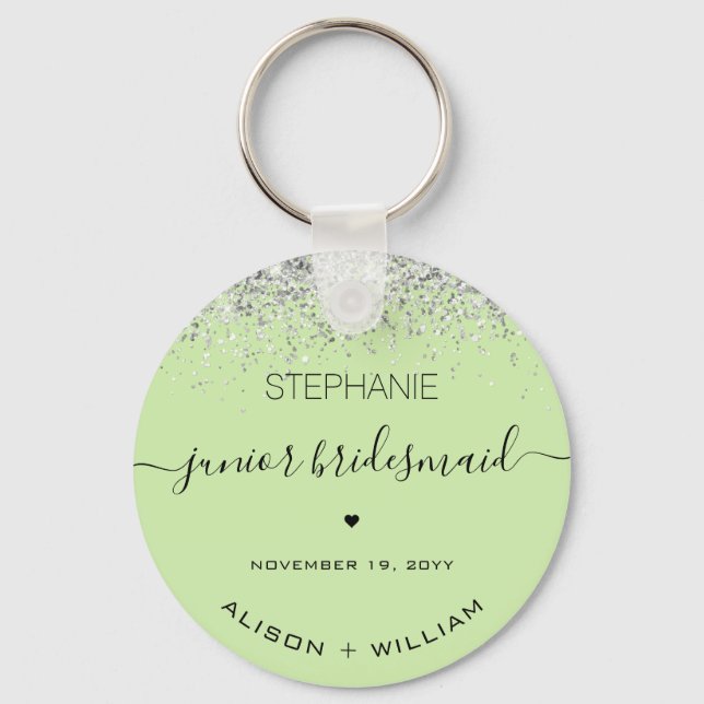 Chaveiro Damas de honra junior personalizadas com glitter c (Frente)