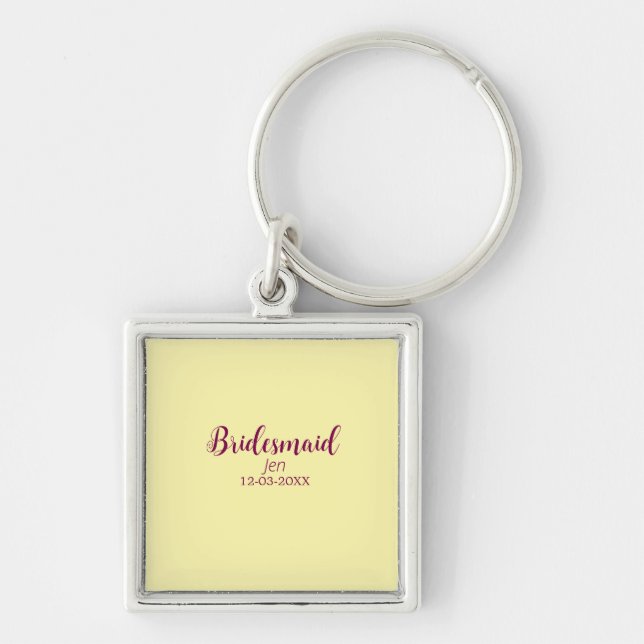 Chaveiro Damas de honra marrom amarelo nome data elegante n (Frente)