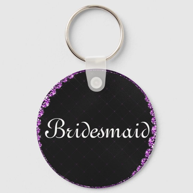 Chaveiro Damas de Honra Personalizadas com Brilho Roxo (Frente)
