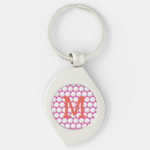 Chaveiro Damas Rosa Monograma da Bola de Golfe Monograma In