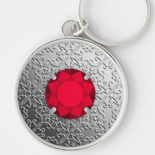 Chaveiro Damasco de prata com uma pedra preciosa da