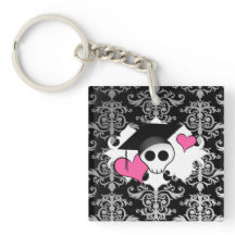 Damasco do crânio romântico gótico e bonito