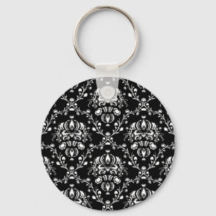 Chaveiro Damasco preto e branco