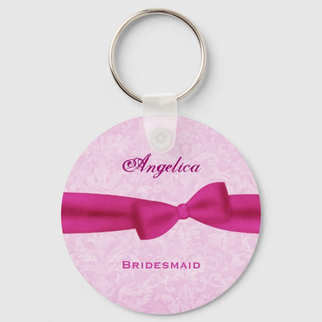 Chaveiro Damasco Rosa-Arco-Rosa-Bridesmaid E016 (Frente)