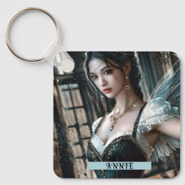 Chaveiro Dançarina balé em um Tu Verde e Asas Fadas