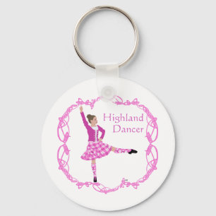 Chaveiro Dançarina Escocesa de Highland Nó Celta Rosa