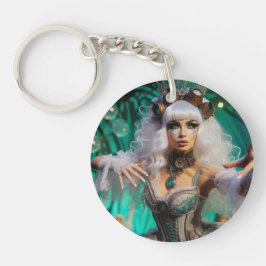 Chaveiro Dançarino Verde Futurístico Vitoriano Steampunk