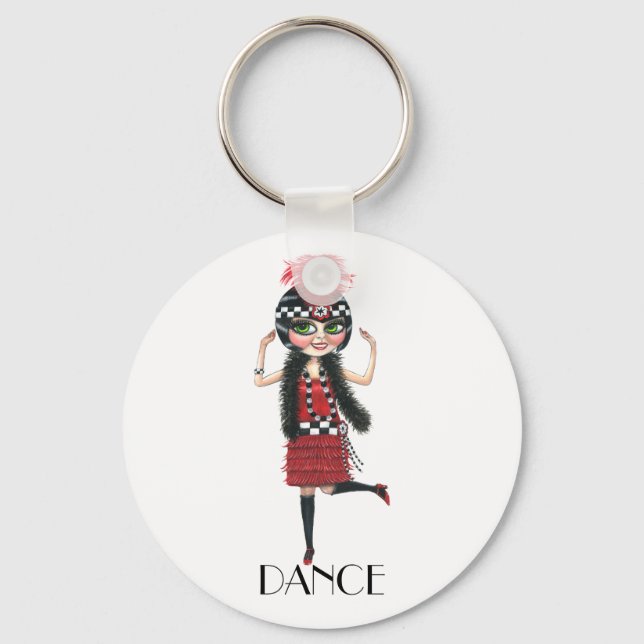 Chaveiro Dance 1920 Costume Big Eye Flapper Girl (Frente)