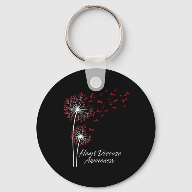 Chaveiro Dandelion Go Red Ribbon Conscientização da Doença  (Frente)