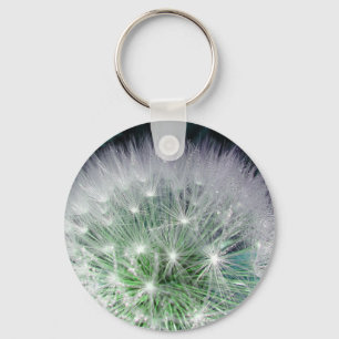 Chaveiro Dandelion verde e branco legal com gotas d'água