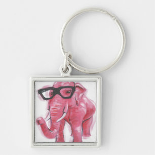 Chaveiro Dapper   Elefante Rosa Em Óculos