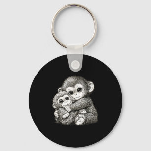 Chaveiro Dar um soco num macaco com meme de abraço de ursin