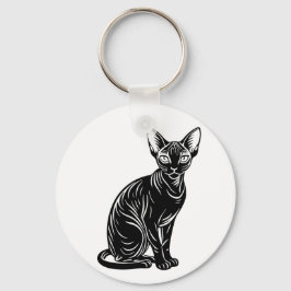 Chaveiro Dark Sphynx Cat Art – Mysterious Minimal Design