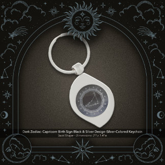 Chaveiro Dark Zodiac: Capricorn Birth Sign Black & Silver