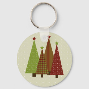 Chaveiro das árvores de Natal da chita