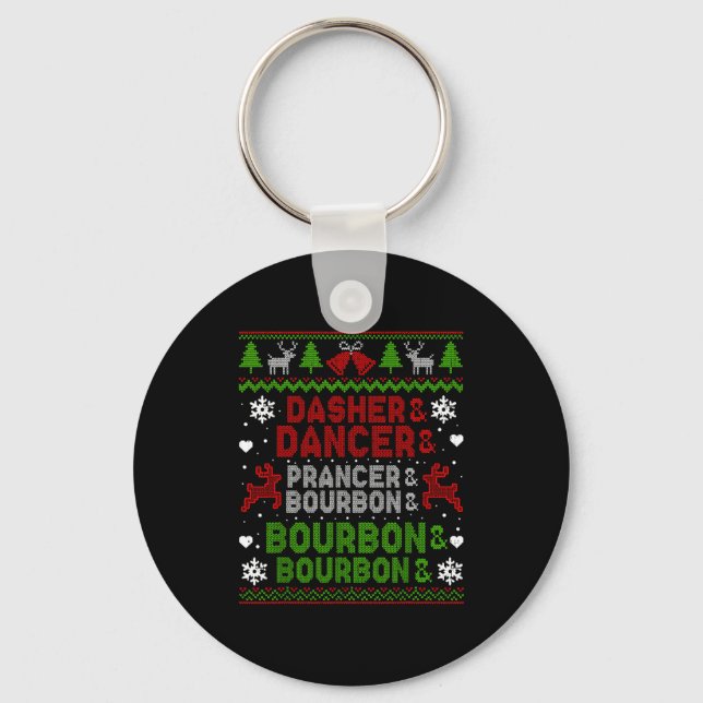 Chaveiro Dasher Dancer Prancer Bourbon Ugly Christmas Santa (Frente)