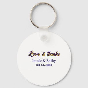 Chaveiro Data do nome do casal cor de laranja roxa com amor