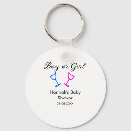 Chaveiro Data do nome do chá de fraldas rosa ou azul