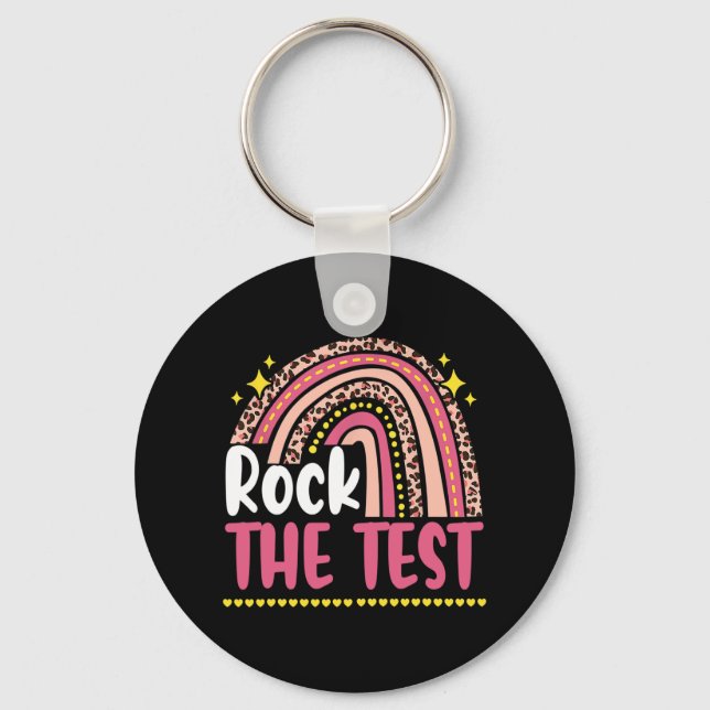 Chaveiro Day Rock The Test Teacher Testing Day Rainbow Leop (Frente)