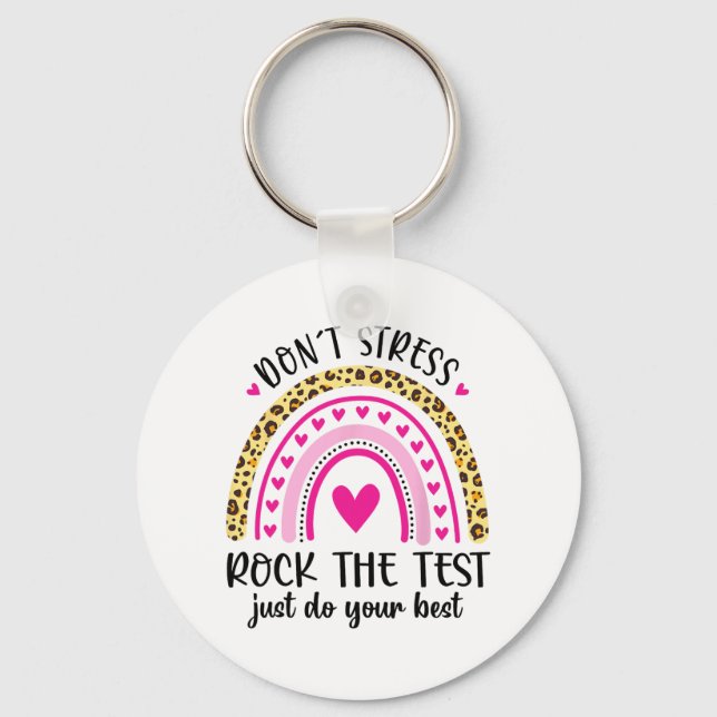 Chaveiro Day Rock The Test Teacher Testing Day Rainbow Teat (Frente)