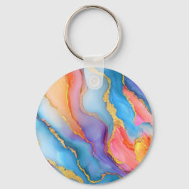 Chaveiro Dazzling Marble in Blues, Pinks, and Oranges