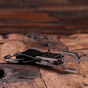 Chaveiro de aço de monograma moderno gravado a pre