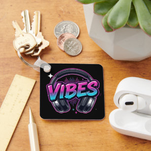 Chaveiro de Acrílico de Fones de Ouvido Neon Vibes